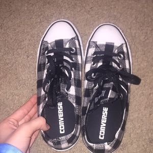 Black and White Plaid Unisex Converse